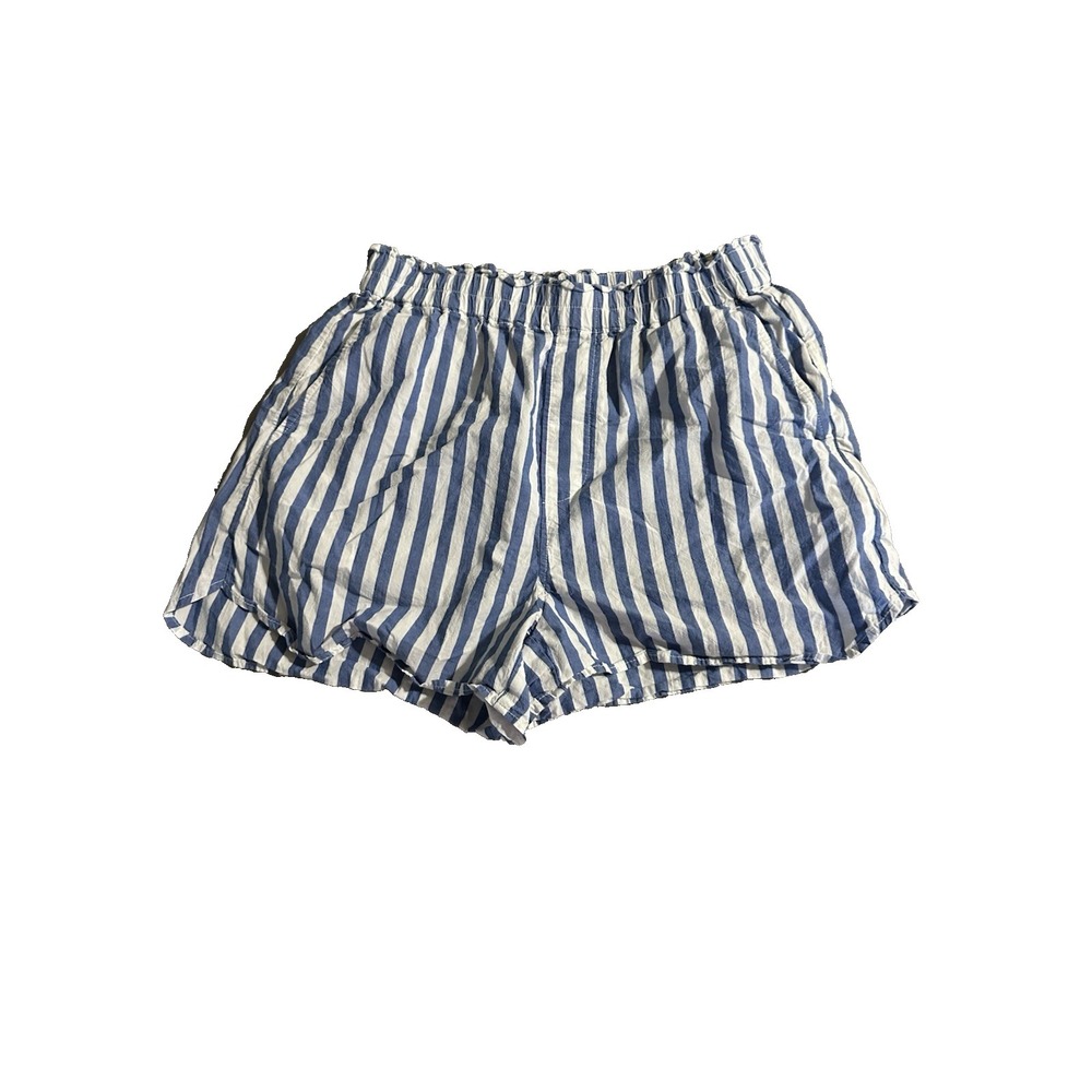 Madewell Women's XS Blue White Striped‎ Paperbag Shorts